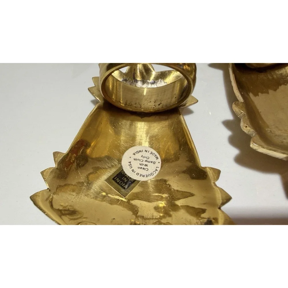 Set 8 Vintage Pence 1980's Brass Pineapple Napkin Rings